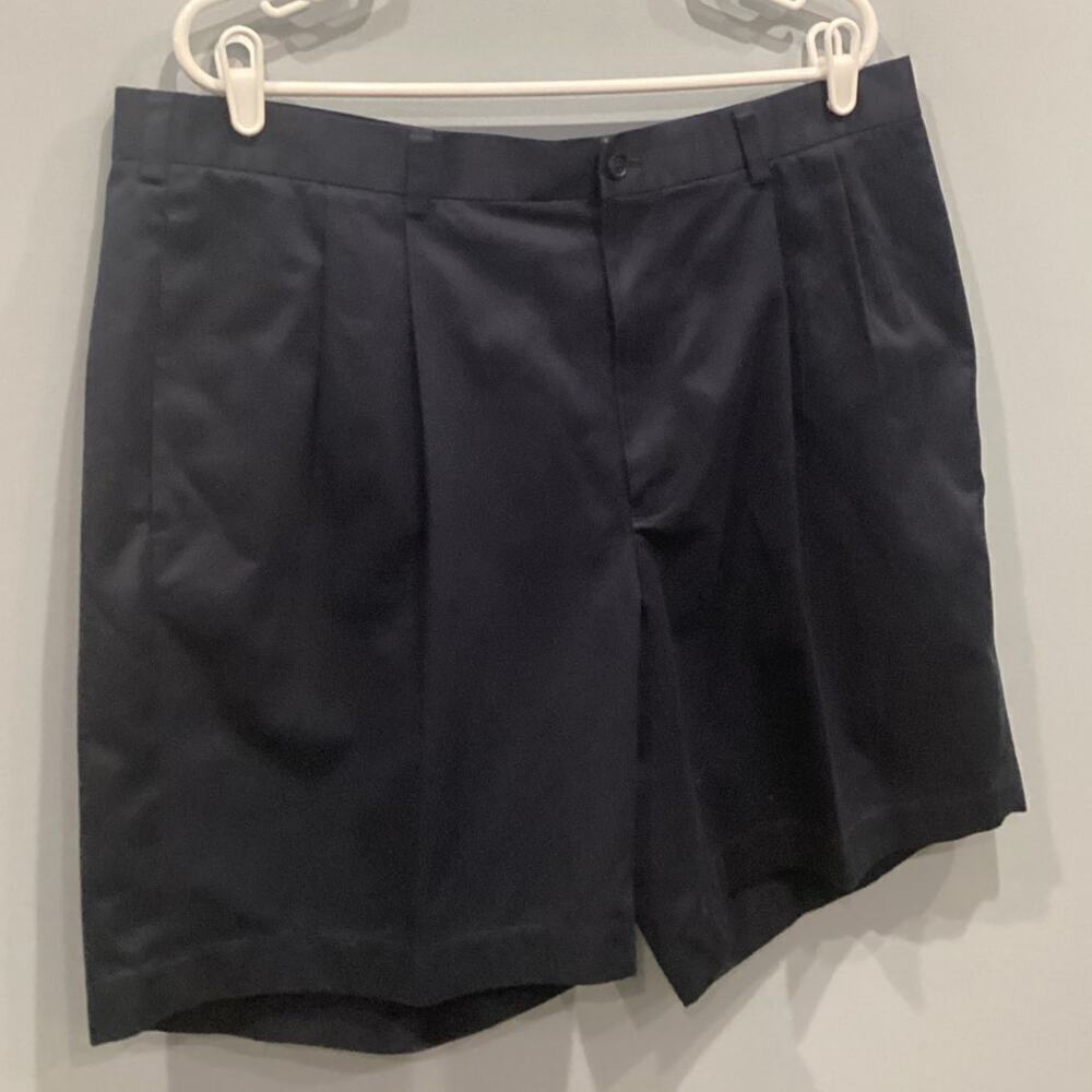 Brooks Brothers Mens Lightweight Advantage Chino Shorts W40 40 Pleated Navy Blue